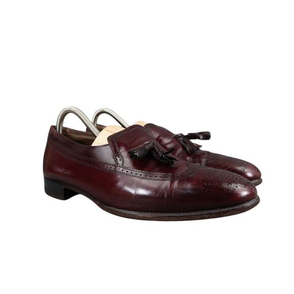 Bally Shoes Mens 8 Tassel Loafers Salisbury Wingtip Leather Brogue Classic Dress - Picture 1 of 15